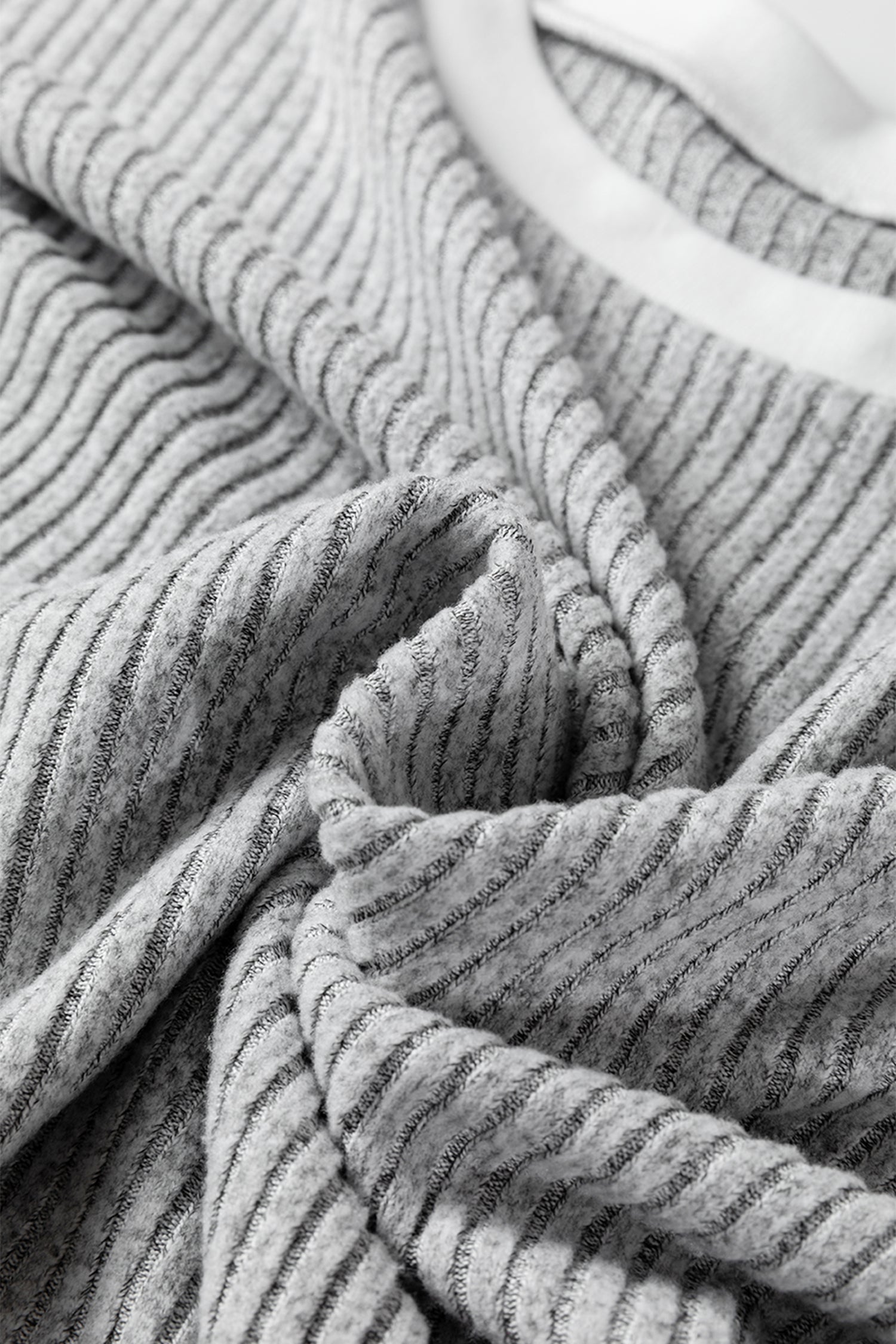 Gray Leopard Print Colorblock Patchwork Ribbed Knit Top - Cowaa