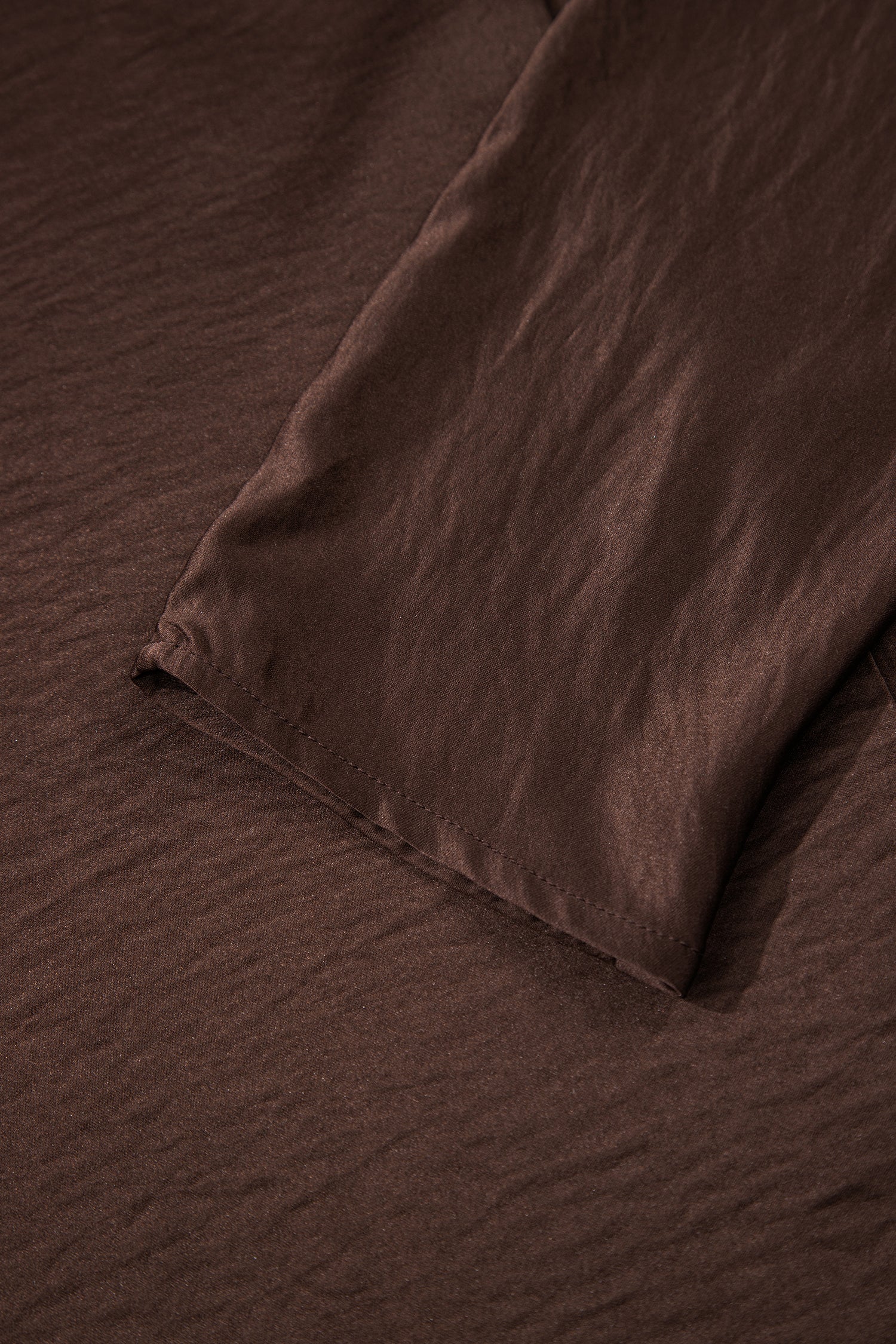 Dark Brown Braided V Neck Long Sleeve Loose Top and Drawstring High Waist Pants 2pcs Outfit - Cowaa