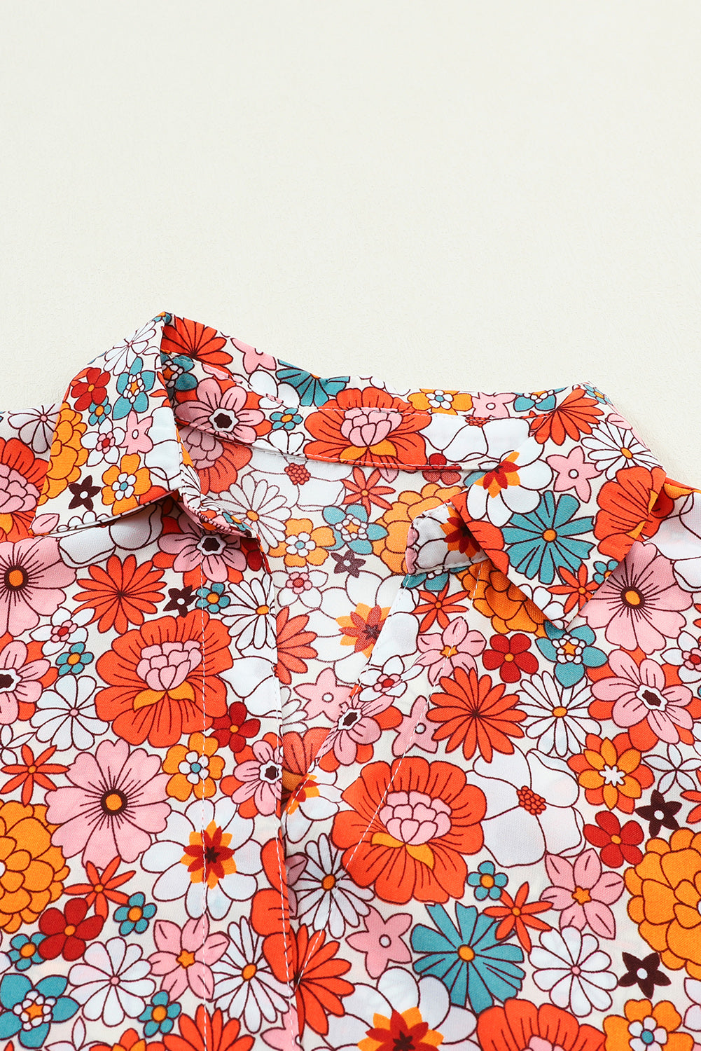 Multicolor Boho Floral Collared Long Sleeve Dress - Cowaa