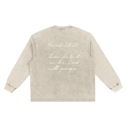 Proverbs 28 Snow Washed Frayed Edge T-Shirt