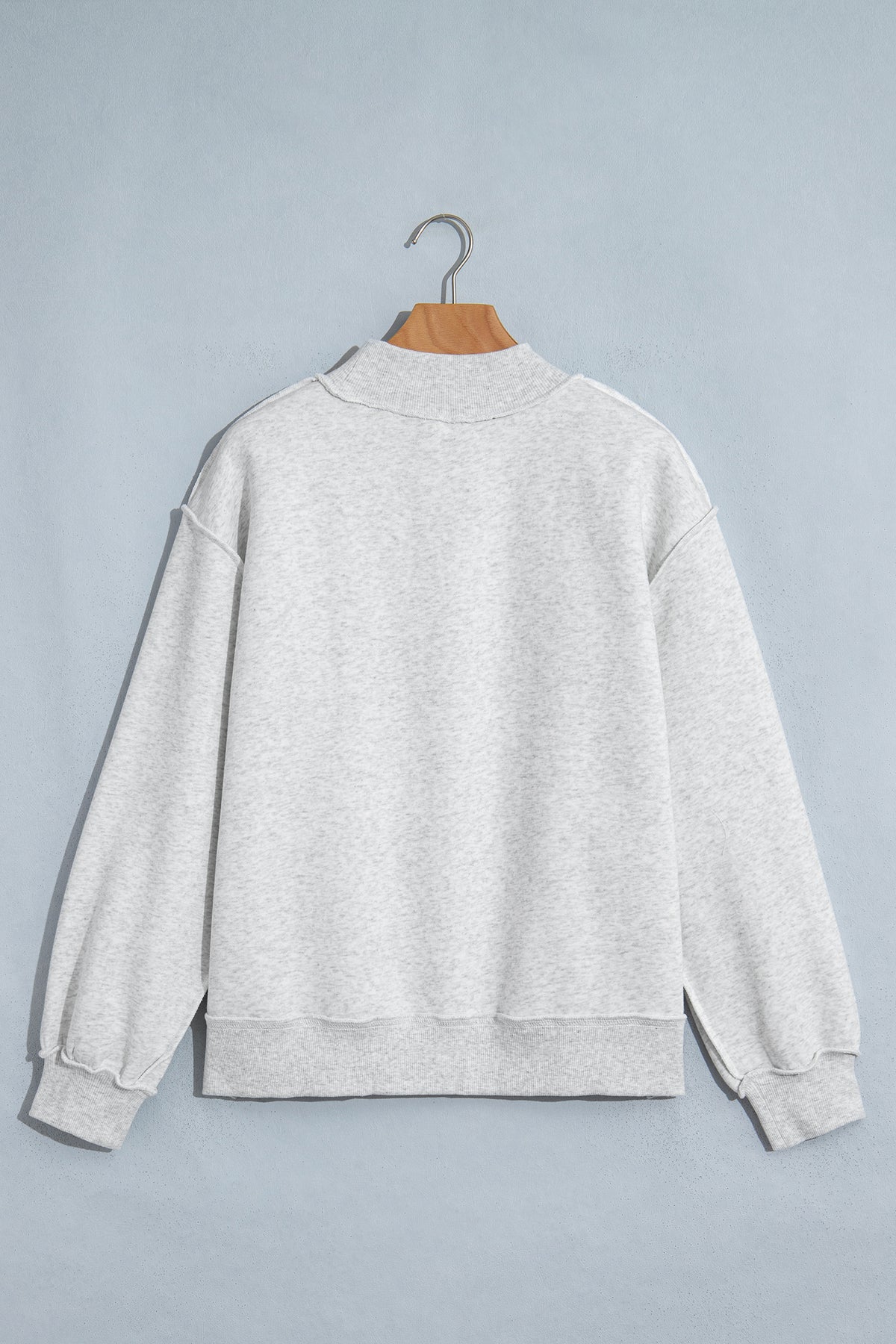 Gray WWJD Mixed Pattern Embroidered Patch Graphic Mock Neck Sweatshirt