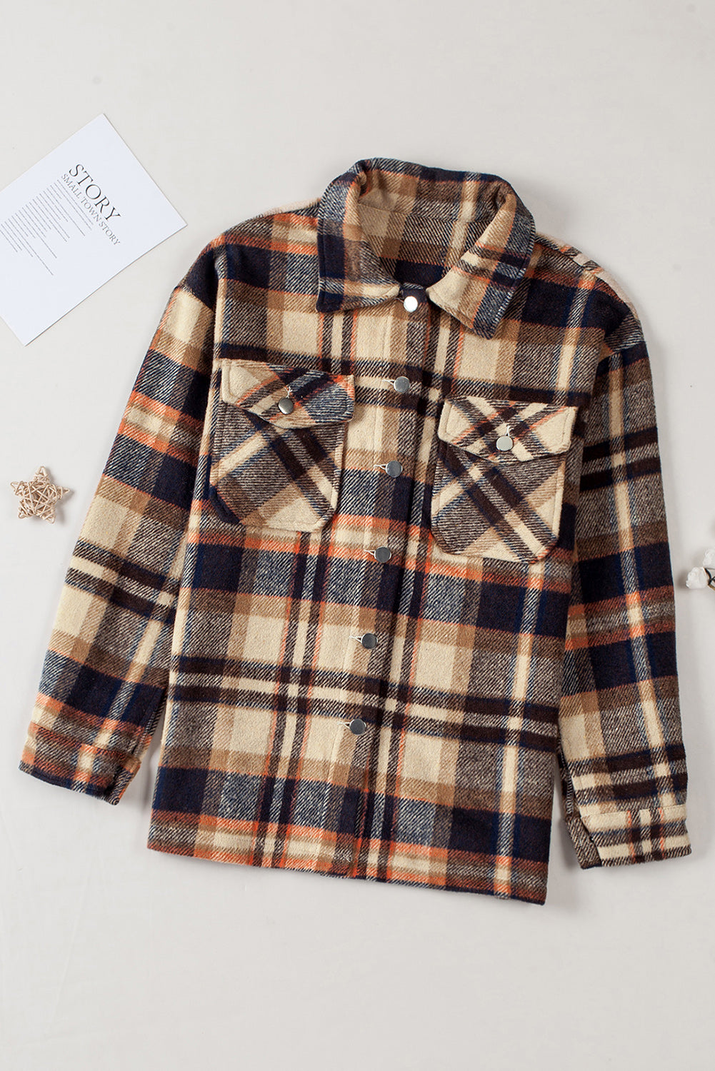 Plaid Button Front Pocket Shirt Shacket - Cowaa