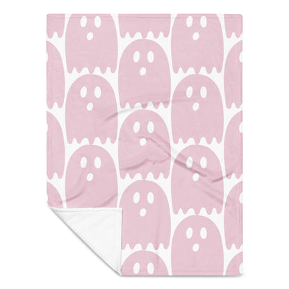 Pink Ghost Pattern Halloween Throw Blanket