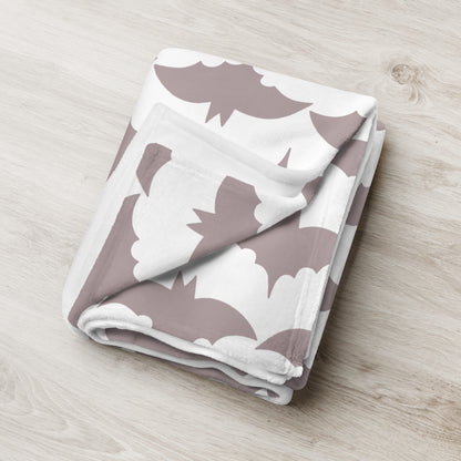 Taupe Bat Pattern Halloween Throw Blanket
