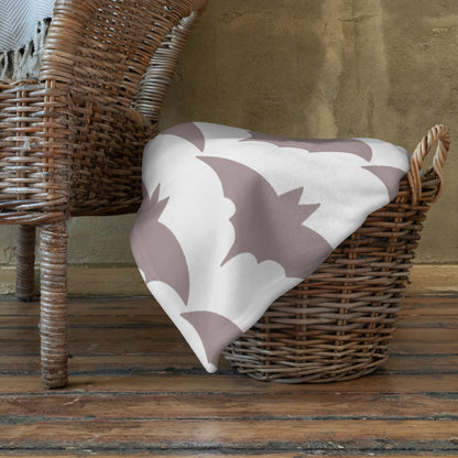 Taupe Bat Pattern Halloween Throw Blanket