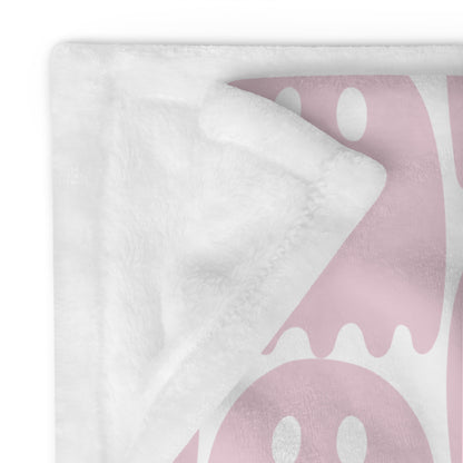 Pink Ghost Pattern Halloween Throw Blanket