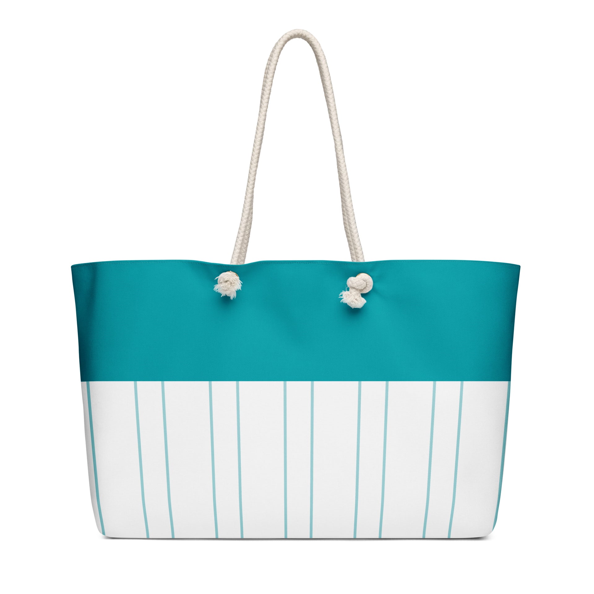 Teal Blue Striped Oversized Weekender Tote – Cowaa