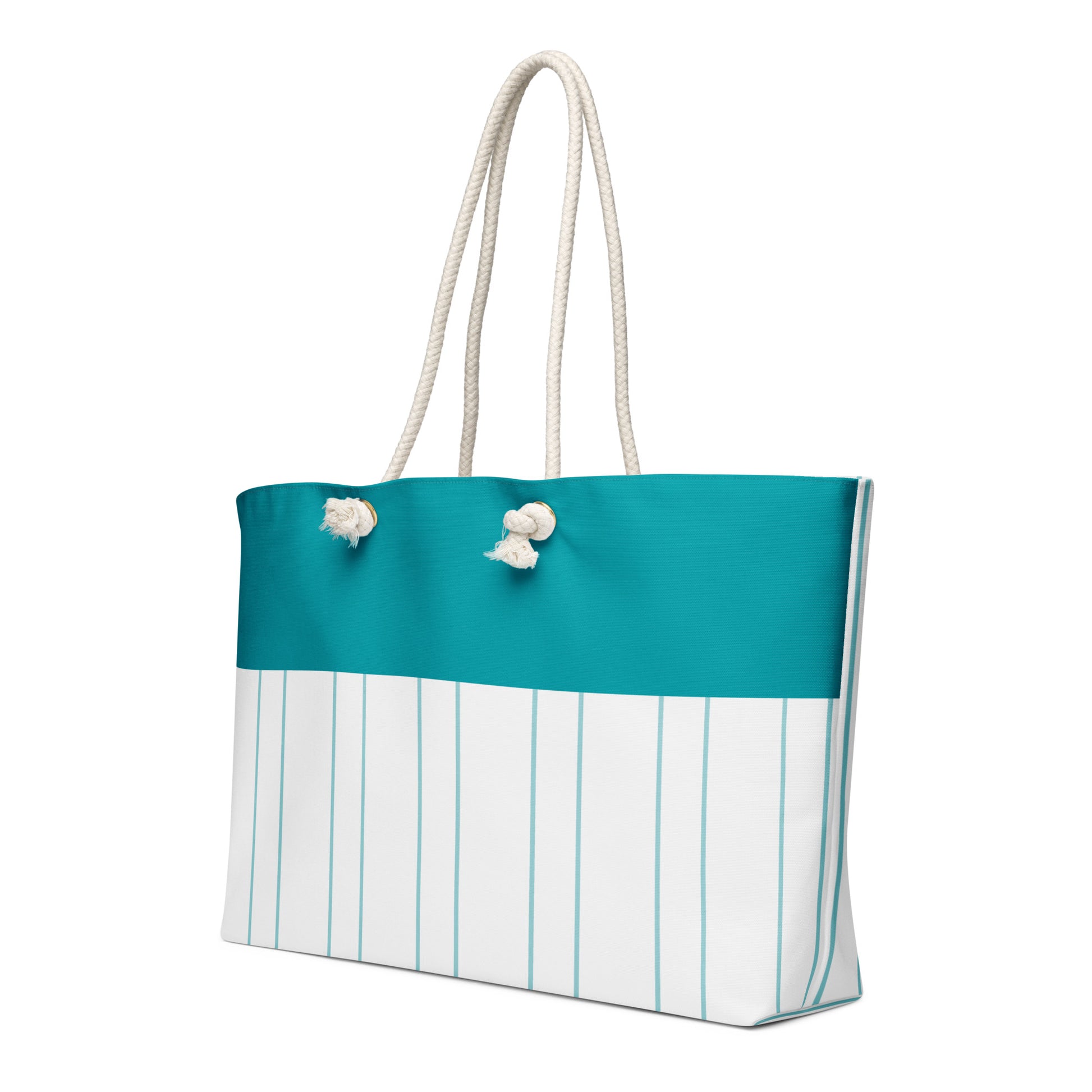 Teal Blue Striped Oversized Weekender Tote – Cowaa