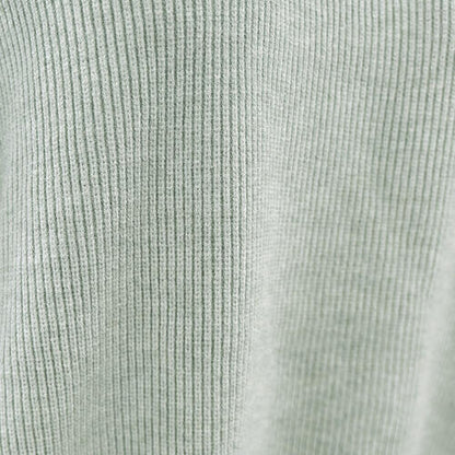 Round Neck Drop Shoulder Slit Sweater - Cowaa