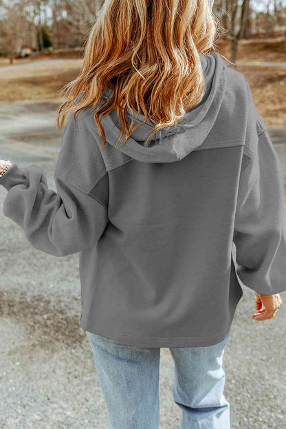 Zip-Up Drawstring Hooded Jacket - Cowaa