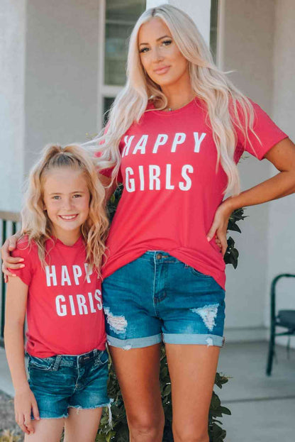 Girls Letter Graphic Short Sleeve T-Shirt - Cowaa