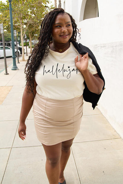 Simply Love Full Size Letter Graphic Short Sleeve T-Shirt - Cowaa
