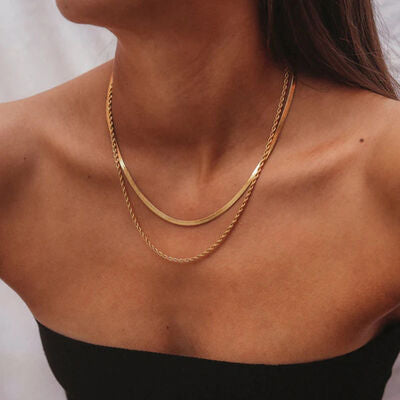 Gold-Plated Double-Layered Necklace - Cowaa
