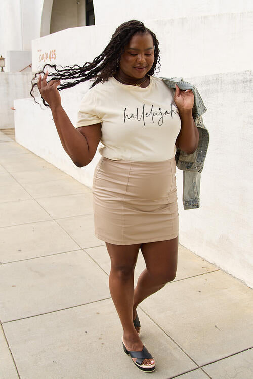 Simply Love Full Size Letter Graphic Short Sleeve T-Shirt - Cowaa
