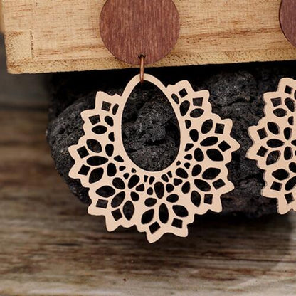 Geometric Cutout Dangle Earrings - Cowaa