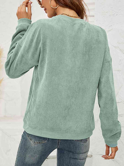 Round Neck Long Sleeve MAMA Graphic Sweatshirt - Cowaa