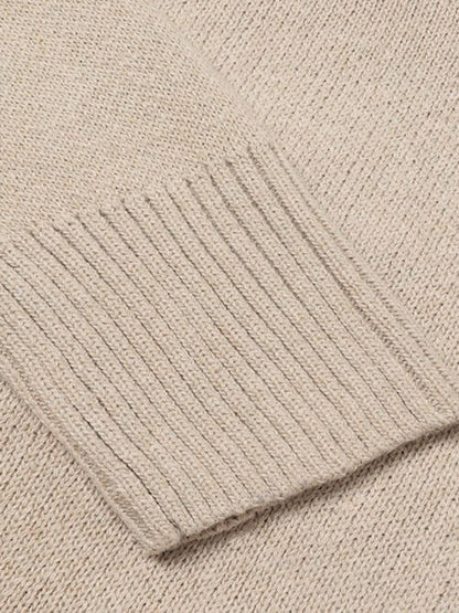 V-Neck Long Sleeve Knit Top - Cowaa