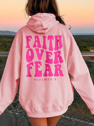 FAITH OVER FEAR Dropped Shoulder Hoodie - Cowaa