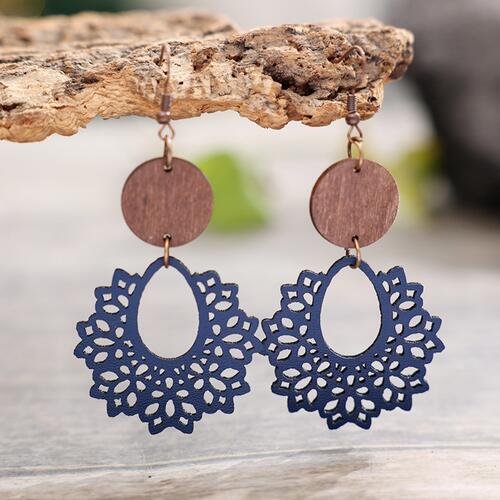 Geometric Cutout Dangle Earrings - Cowaa
