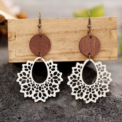 Geometric Cutout Dangle Earrings - Cowaa