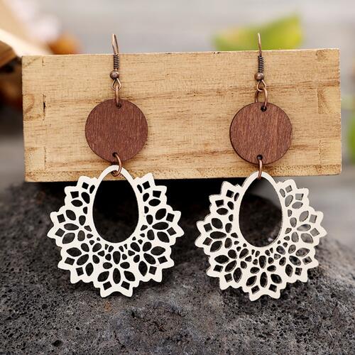 Geometric Cutout Dangle Earrings - Cowaa