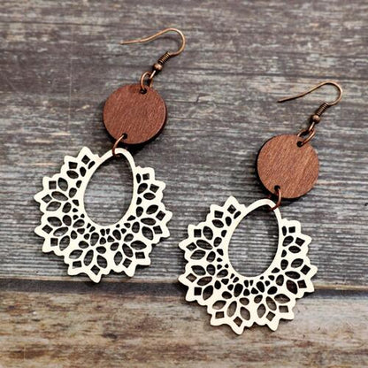 Geometric Cutout Dangle Earrings - Cowaa