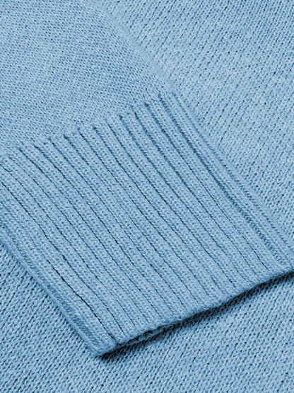 V-Neck Long Sleeve Knit Top - Cowaa